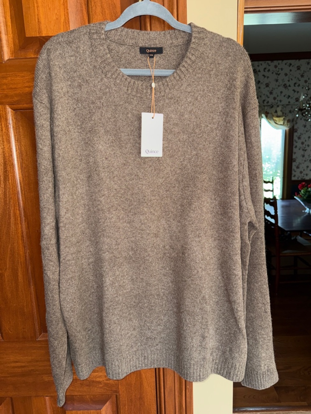 Quince Men's Crewneck Sweater in Heather Brown